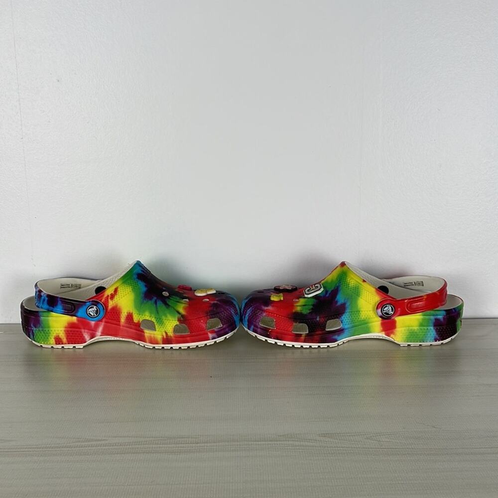 CROCS multicolor unisex slide on clogs with some charms Size Women 9 men 7 - Picture 7 of 11
